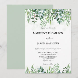 Elegant Sage Green Greenery Eucalyptus Wedding Einladung