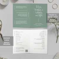 Elegant Sage Green Minimal QR Code eingewickelt
