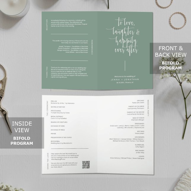 Elegant Sage Green Minimal QR Code eingewickelt Programm (Von Creator hochgeladen)