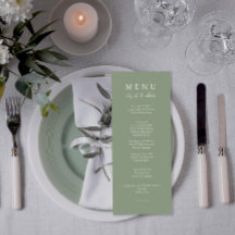 Elegant Sage Green Modern Let's Eat Wedding Dinner