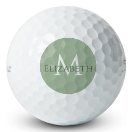 Elegant Sage Green Monogram Personalized Classic Golfball