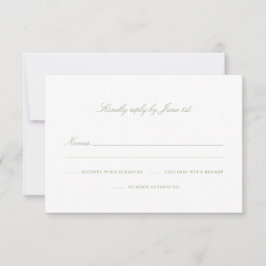 Elegant Sage Green Number RSVP Karte