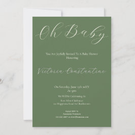 Elegant Sage Green Oh Baby Shower Invitation Einladung