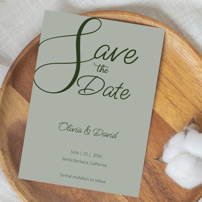 Elegant Sage Green Save the Date Einladung (Von Creator hochgeladen)