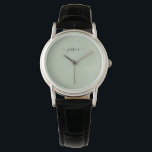 Elegant sage green script name armbanduhr<br><div class="desc">Eleganter Weise grün Skriptname Watch. Personalisieren Sie den Namen.</div>