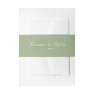 Elegant Sage Green Script Names Wedding Einladungsbanderole