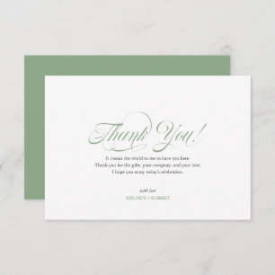 Elegant Sage-green Script Vielen Dank Dankeskarte