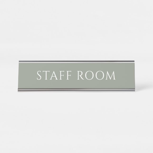 Elegant Sage Green Staff Room Name Plate Schreibtischnamensplakette (Vorderseite )