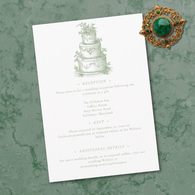 Elegant Sage Green Toile French Manor Wedding Begleitkarte (Elegant Sage Green Toile French Manor Wedding Enclosure Card)