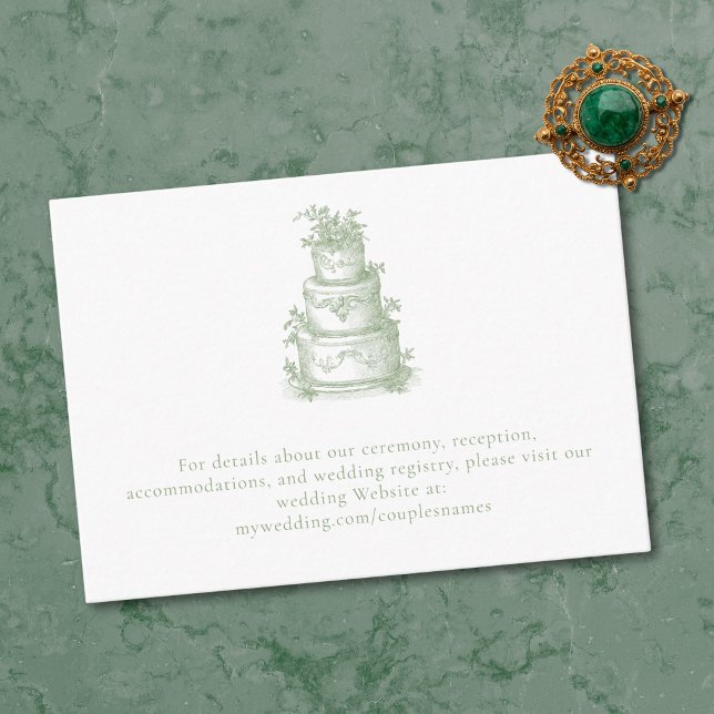 Elegant Sage Green Toile French Manor Wedding  Begleitkarte (Elegant Sage Green Toile French Manor Wedding Enclosure Card)