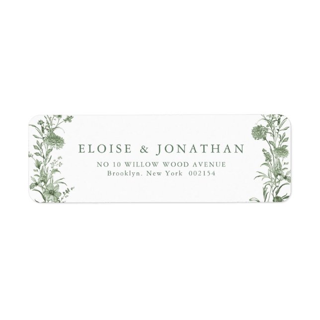 Elegant Sage Green Vintage Classic Wedding Address (Vorne)