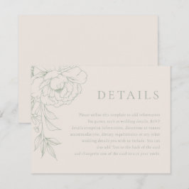 Elegant Sage Green Vintage Floral Wedding Details Begleitkarte