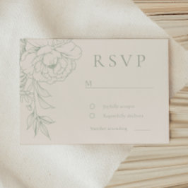Elegant Sage Green Vintage Floral Wedding  RSVP Karte