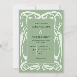 Elegant Sage Green Vintage Ribbon Einladung