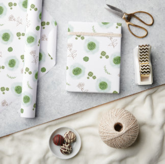 Elegant Sage Green Watercolor Floral Wedding Geschenkpapier