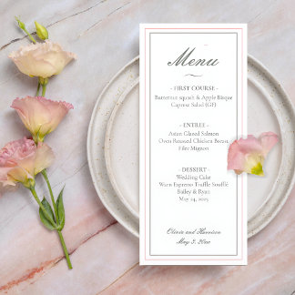 Elegant Sage Green Wedding Menu Menükarte