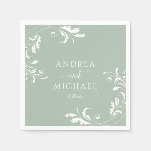 Elegant Sage Green Wedding Napkins Serviette