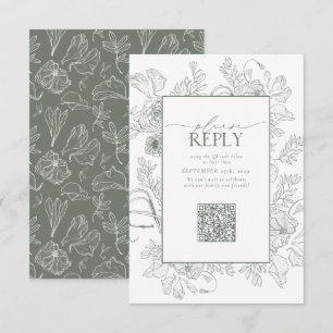 Elegant Sage Green Wedding QR Code Bitte beantwort RSVP Karte