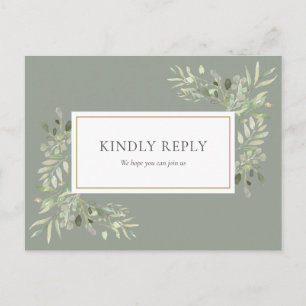 Elegant Sage Green Wedding RSVP Einladungspostkarte