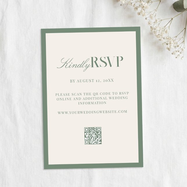 Elegant Sage Green Wedding RSVP Karte (Von Creator hochgeladen)