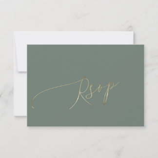 Elegant Sage Green Wedding RSVP Karte