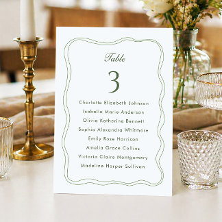 Elegant Sage Green Wedding Seating List Einladung