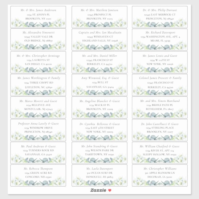 Elegant Sage Greenerenerity Guest Address Labels (Blatt)