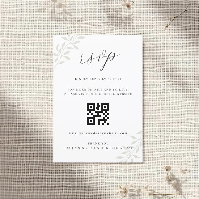 Elegant Sage Greenerity Wedding QR Code UAWG RSVP Karte (Von Creator hochgeladen)