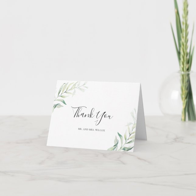 Elegant Sage Greenery Eucalyptus Wedding Dankeskarte (Vorderseite)