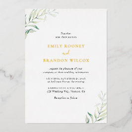 Elegant Sage Greenery Eucalyptus Wedding Gold Folieneinladung