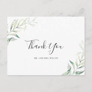 Elegant Sage Greenery Eucalyptus Wedding Vielen Da Postkarte
