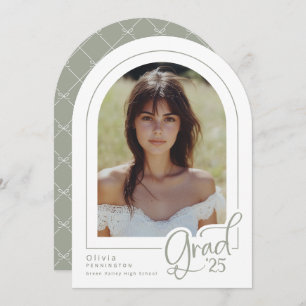 Elegant Sage Simple Arch Foto 2025 Grad Einladung