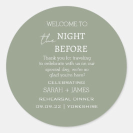 Elegant Sage the Night Before Wedding Danke Runder Aufkleber
