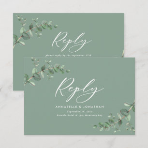 Elegant Salbei Eukalyptus Greenery Wedding RSVP Karte