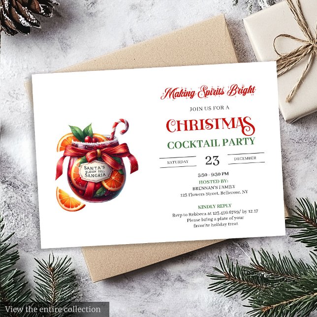 Elegant sangria Christmas cocktails party invite Einladung (Elegant mojito Christmas cocktails party invite

)