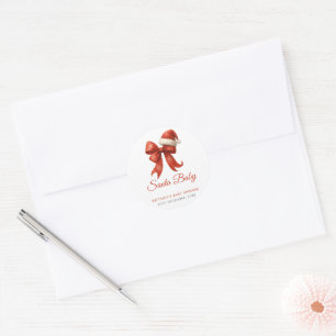 Elegant Santa Baby Duwer Red Bow Weihnachten Runder Aufkleber
