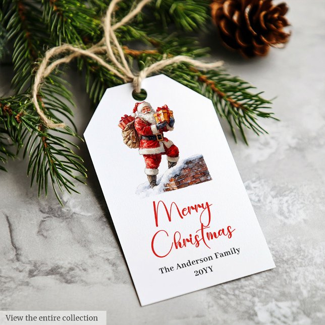 Elegant Santa Claus Classic Festive Holiday Tag Geschenkanhänger (Elegant Santa Claus Classic Festive Holiday Tag)