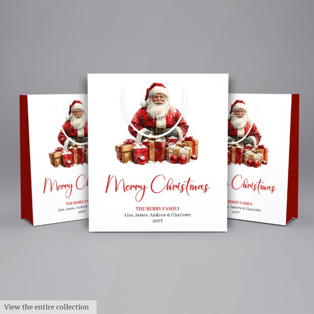 Elegant Santa Claus Minimalist Cozy Christmas Bag Mittlere Geschenktüte (Elegant Santa Claus Minimalist Cozy Christmas Bag)