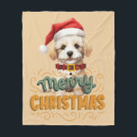 Elegant Santa dog Merry Christmas Retro Mustard Fleecedecke<br><div class="desc">Schöne niedliche Illustration Santa dog mit coolem Texteffekt im Vintagen Stil für Weihnachtsfeiern.</div>