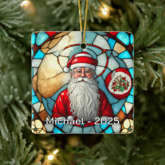 Elegant Santa Portrait Keramikornament