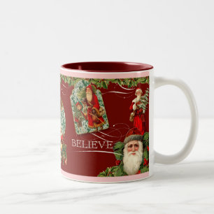 Elegant Santa Saint Nicholas glaubt Swirl Vintag Zweifarbige Tasse