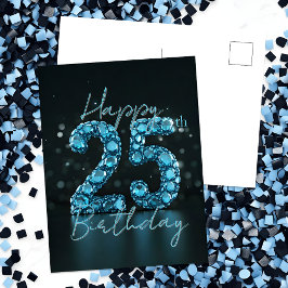 Elegant Sapphire Blue und Black 25. Geburtstag Postkarte