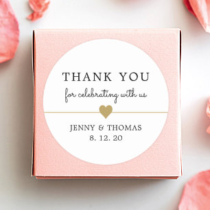 Elegant saubere weiße falsche Gold-Herz-Dankeschön Runder Aufkleber