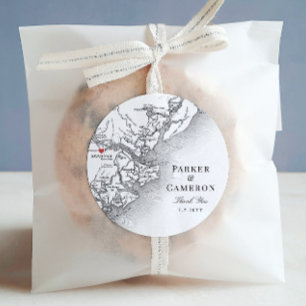 Elegant Savannah Georgia Map Gastgeschenk Hochzeit Runder Aufkleber