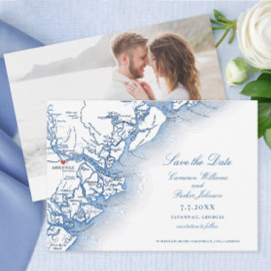 Elegant Savannah Georgia Wedding Navy Map Save The Date