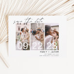 Elegant Save the Date 3 Foto Einladungen<br><div class="desc">Modernes und elegantes Landschaftsbild Horizontal Drei (3) Foto Save the Date Hochzeit mit handgeschriebener Schrift Typografie. Der Save the Date einladende Magnet beinhaltet Skripttypografie und schick und schlichtes Design,  mit dem Sie Ihre individuelle Verlobung Fotografie hinzufügen können.</div>