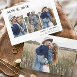 Elegant Save the Date 4 Foto Einfach<br><div class="desc">Modernes und elegantes Landschaftsbild Horizontal Vier (4) Foto Save the Date Hochzeitsmagnet mit handgeschriebener Schriftzeichen. Der Save the Date einladende Magnet beinhaltet Skripttypografie und schick und schlichtes Design,  mit dem Sie Ihre individuelle Verlobung Fotografie hinzufügen können.</div>