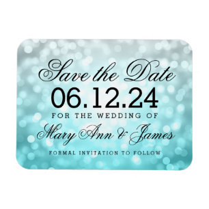 Elegant Save the Date Beach Ombre Glitzer Lights Magnet