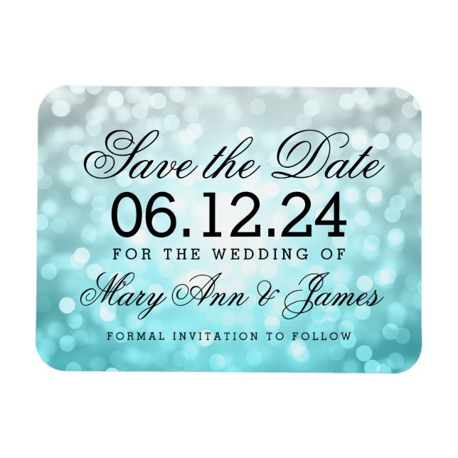 Elegant Save the Date Beach Ombre Glitzer Lights Magnet (Horizontal)
