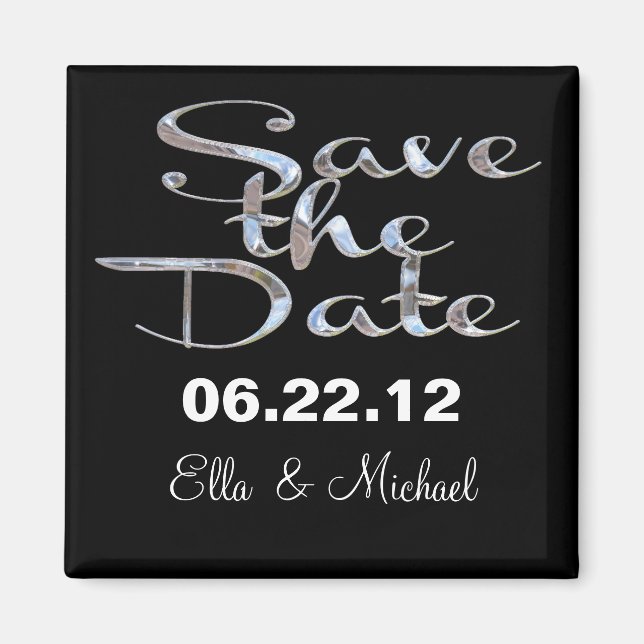 Elegant Save the Date Black II Magnet (Vorne)
